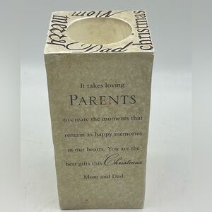 Resin Candle Holder with Sentimental Christmas Message “It Takes Loving Parents”